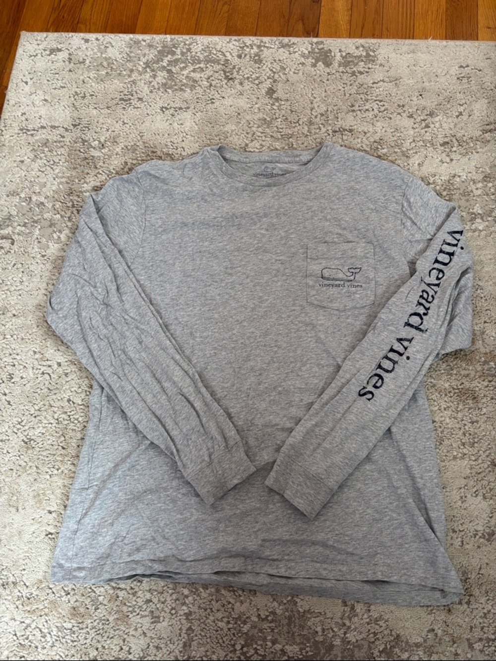 Vineyard Vines Gray Long-Sleeve Pocket Tee with Logo Sleeve